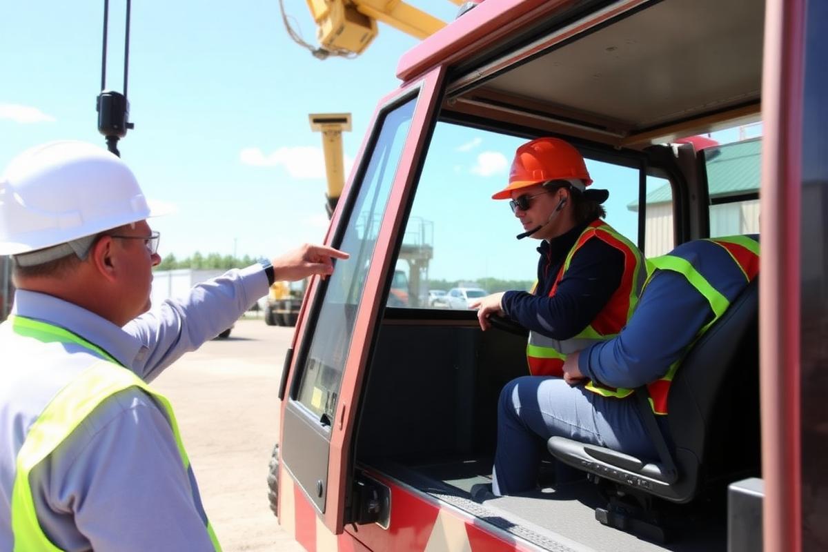 Trainee at crane controls during hands-on operator practical